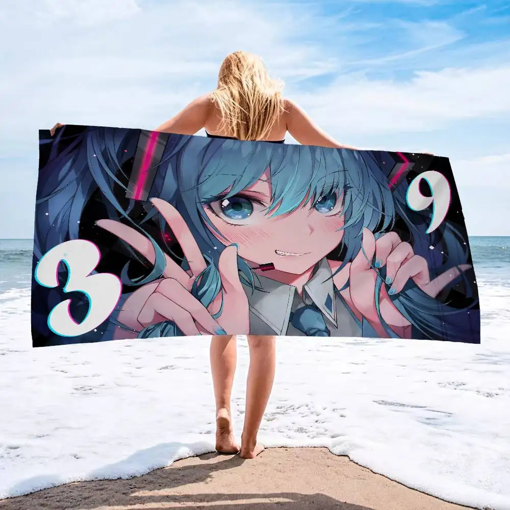 H-HatsuneS M-Miku Big Microfiber Beach Towels Quick Dry Towel Sand Beach Towels Pool Towel for Travel Swim Pool Yoga