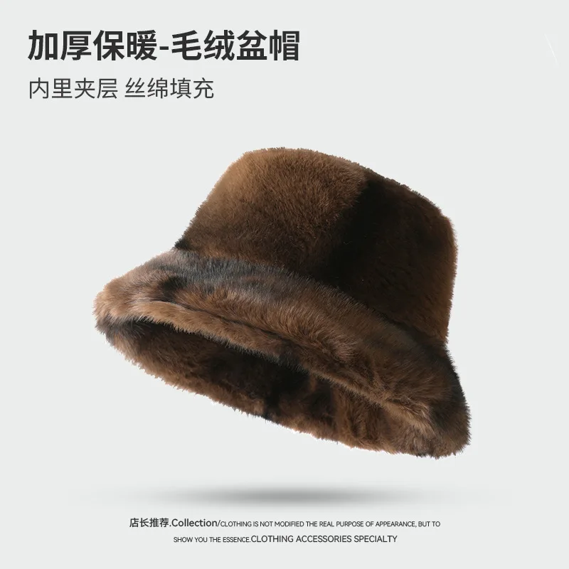 قبعة دلو نسائية من الفرو الصناعي - قبعة شتوية سميكة مبطنة بالقطن والحرير الحراري، مقاومة للرياح للطقس البارد تحت الصفر #6
