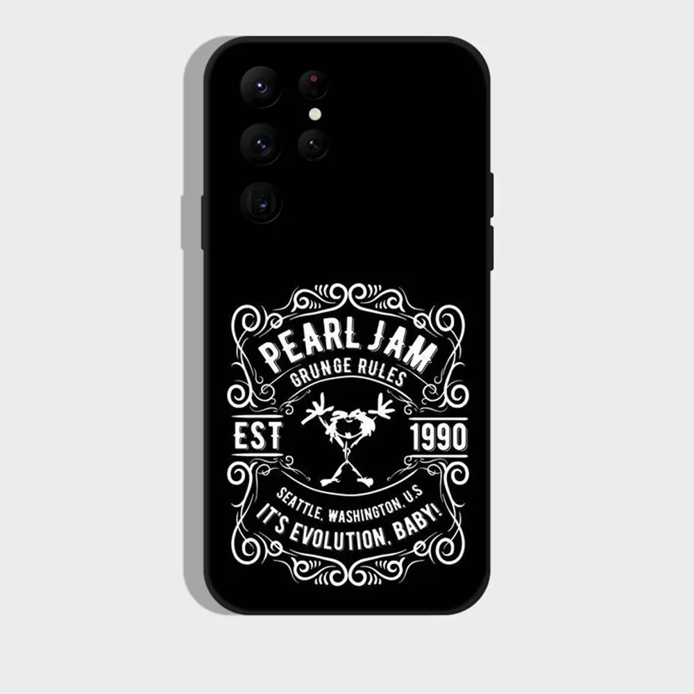 P-Pearl Jam R-Rock Band Phone Case for SamsungS24,S23,S22,S21,S20 Ultra Pro S10,S30Plus,20 Ultra Black Cover