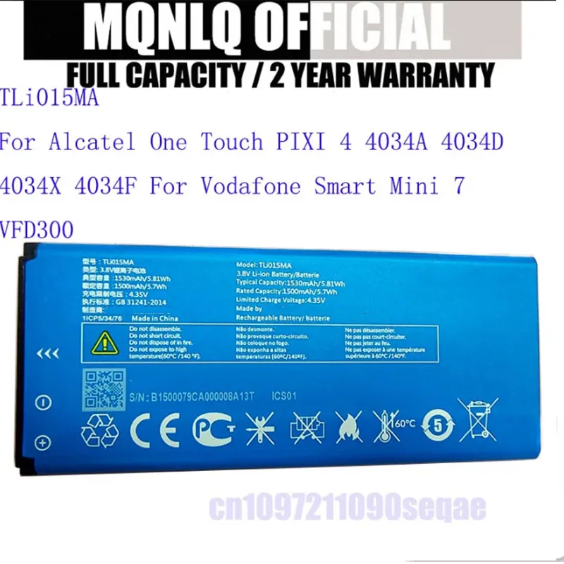 TLi015MA Phone Battery For Alcatel One Touch PIXI 4 4034A 4034D 4034X 4034F For Vodafone Smart Mini7 VFD300 TLi015M1 TLi015M7