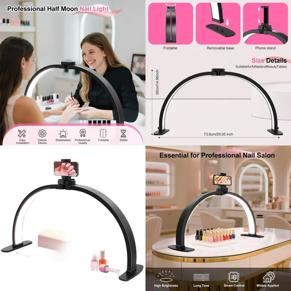 

Настольная лампа для маникюра с 29 светодиодами, 3 режимами цвета и 10 уровнями яркости - черная, большая