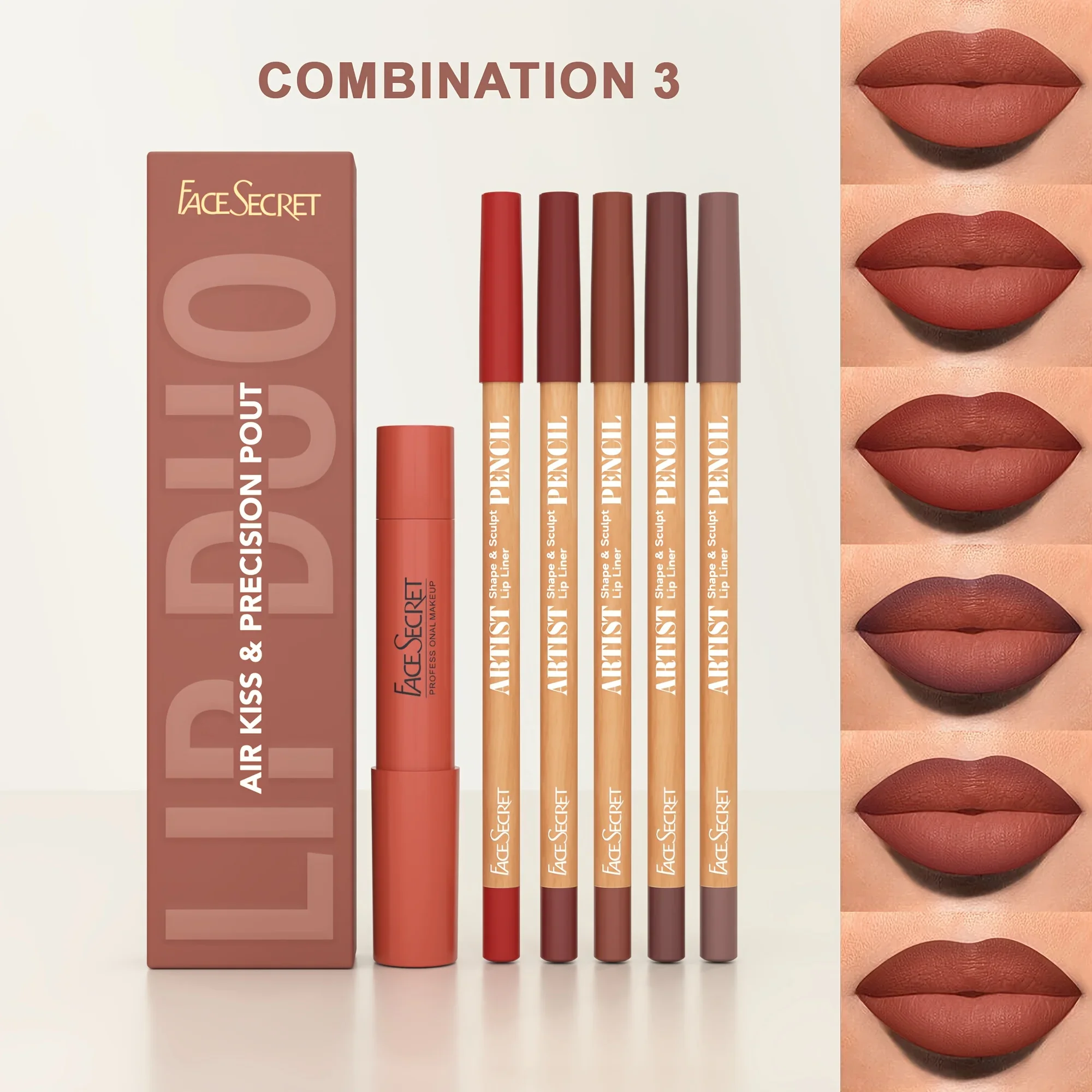 6pcs/Set Lip Liner + Lipstick Lip Combo Set Matte Waterproof Long lasting Makeup Set Nude Matte Lipstick Pen with Lip Liner Set