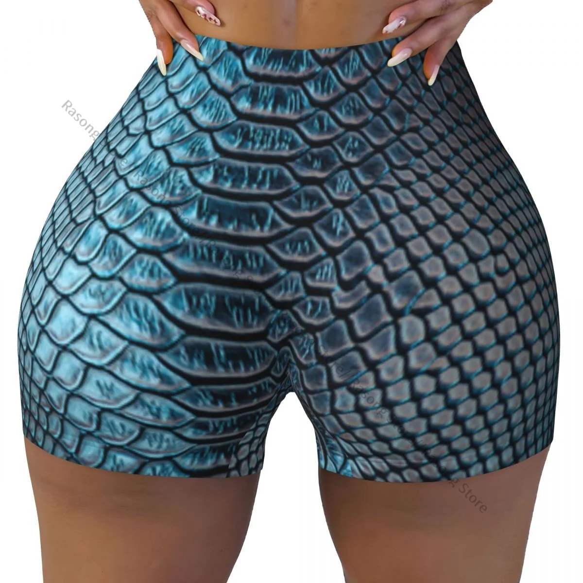 Sexy tight hip sports shorts Snake Skin Texture Background fitness women's comfortable yoga shorts