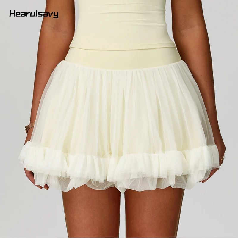 

Hearuisavy удобная двухслойная теннисная мини-юбка с высокой талией, спортивные шорты для тенниса, йоги, гольфа, дышащая спортивная юбка с карманами