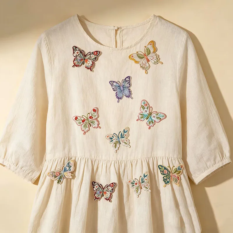 Vintage-Blumen-Schmetterlings-Stickerei zum Aufbügeln, niedliche Wärmeübertragungsapplikation für DIY-Kleidung, Jacken, Dekoration, einfach anzubringen. – Detail 7