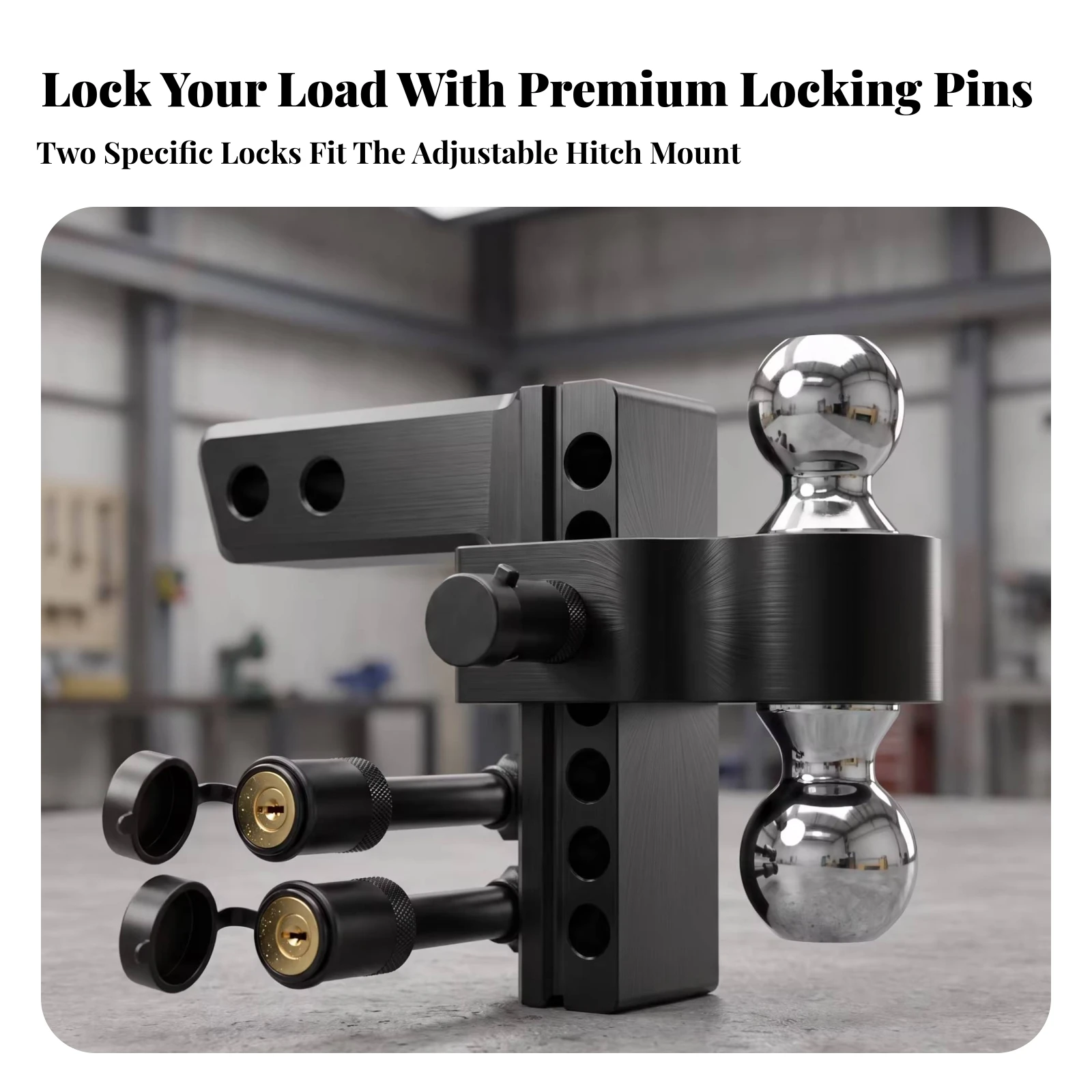 Adjustable Trailer Hitch Aluminum Adjustable Hitch with Locking Pins Ball Mount with Keys Anti-Theft Hardware High-Strength