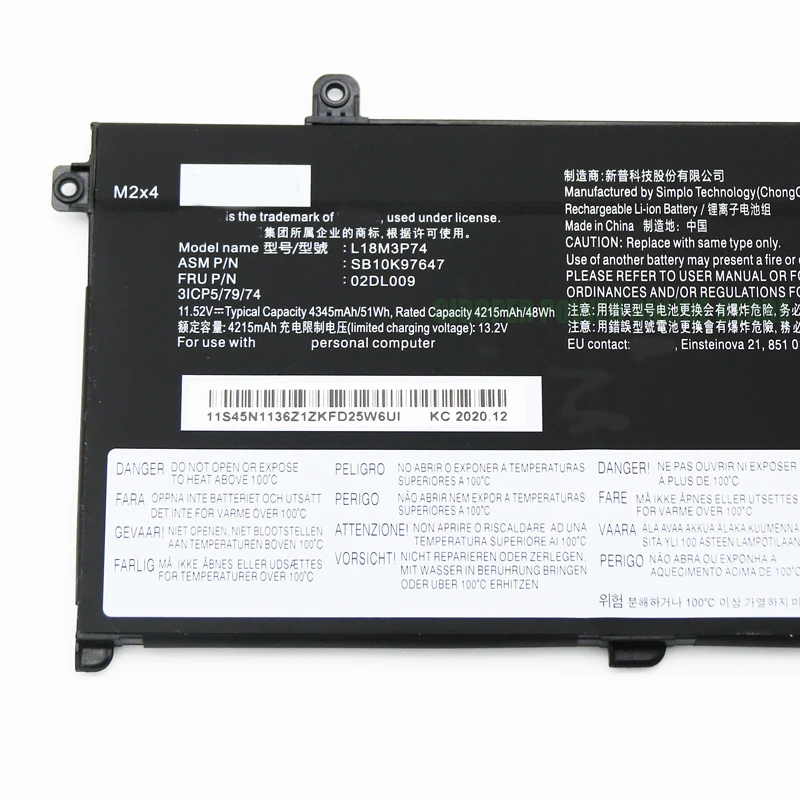 CP Laptop Battery L18M3P74 L18M3P73 11.52V/51Wh L18L3P73 L18C3P71 L18C3P72 For ThinkPad T490 P43S P14s T14 1st Gen Series