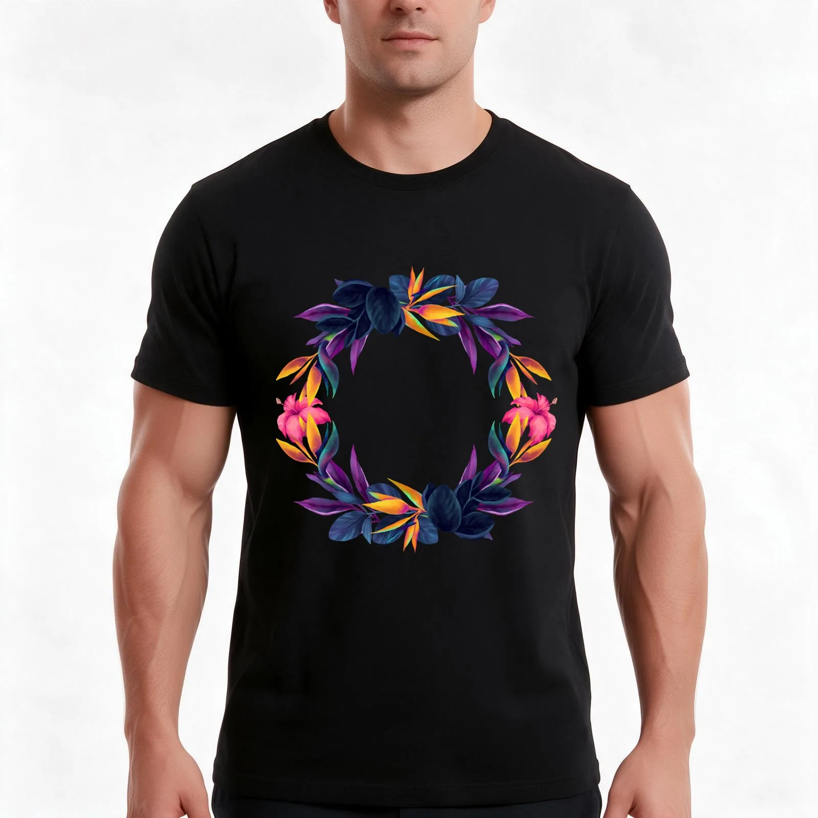 Vibrant floral ornamental botanical design in attractive colours. T-Shirt, Summer Casual Cotton Tee, Oversized Streetwear Tops