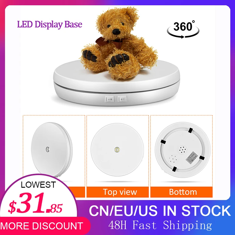 25CM 20KG LED Display Base 360 Degree Electric Rotating Motorized Turntable LED Light Display Stand with LED Lighting