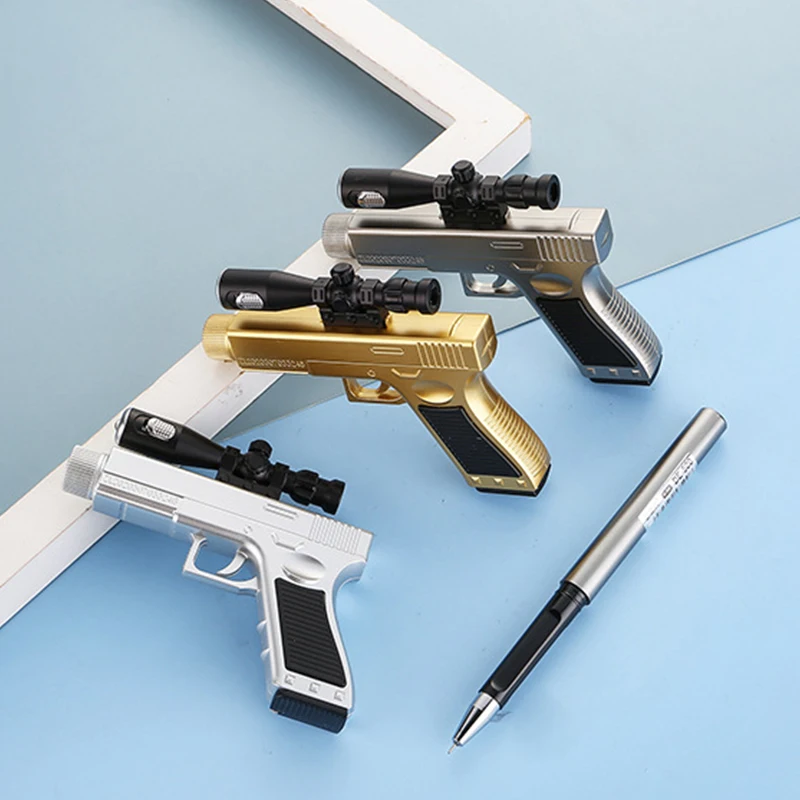 Random 1Pc Creative Gun Shape Gel Pen With LED Light Office Student Gift Writing Pens Funny Toy Sniper Gun Pen Shape Stationery