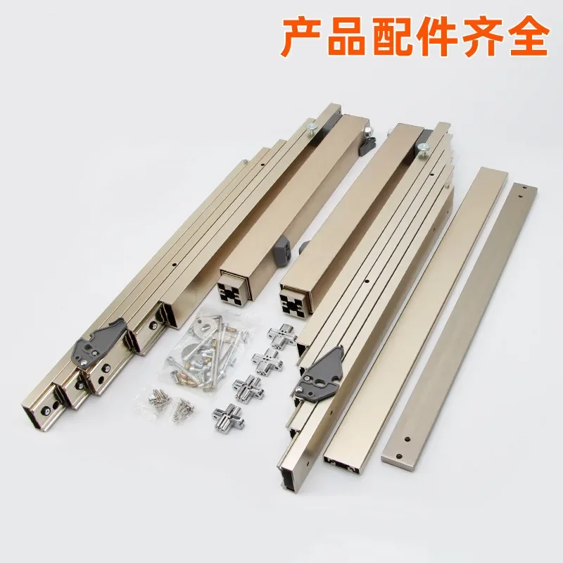 Hidden Folding Table Rails Aluminum Cabinet Drawer Telescopic Dining Table Slide Flat Push Folding Hardware Accessories