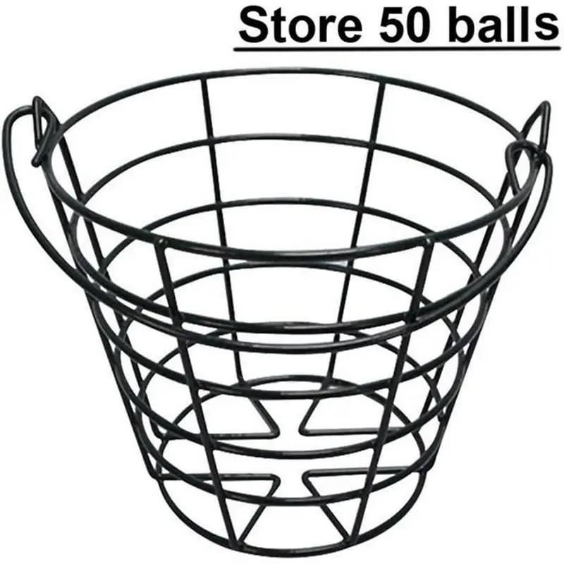 Portable Golf Ball Basket Metal Golfball Container Holds 50 Balls Ball Carrying Bucket For Backyard Driving Range Golf Course