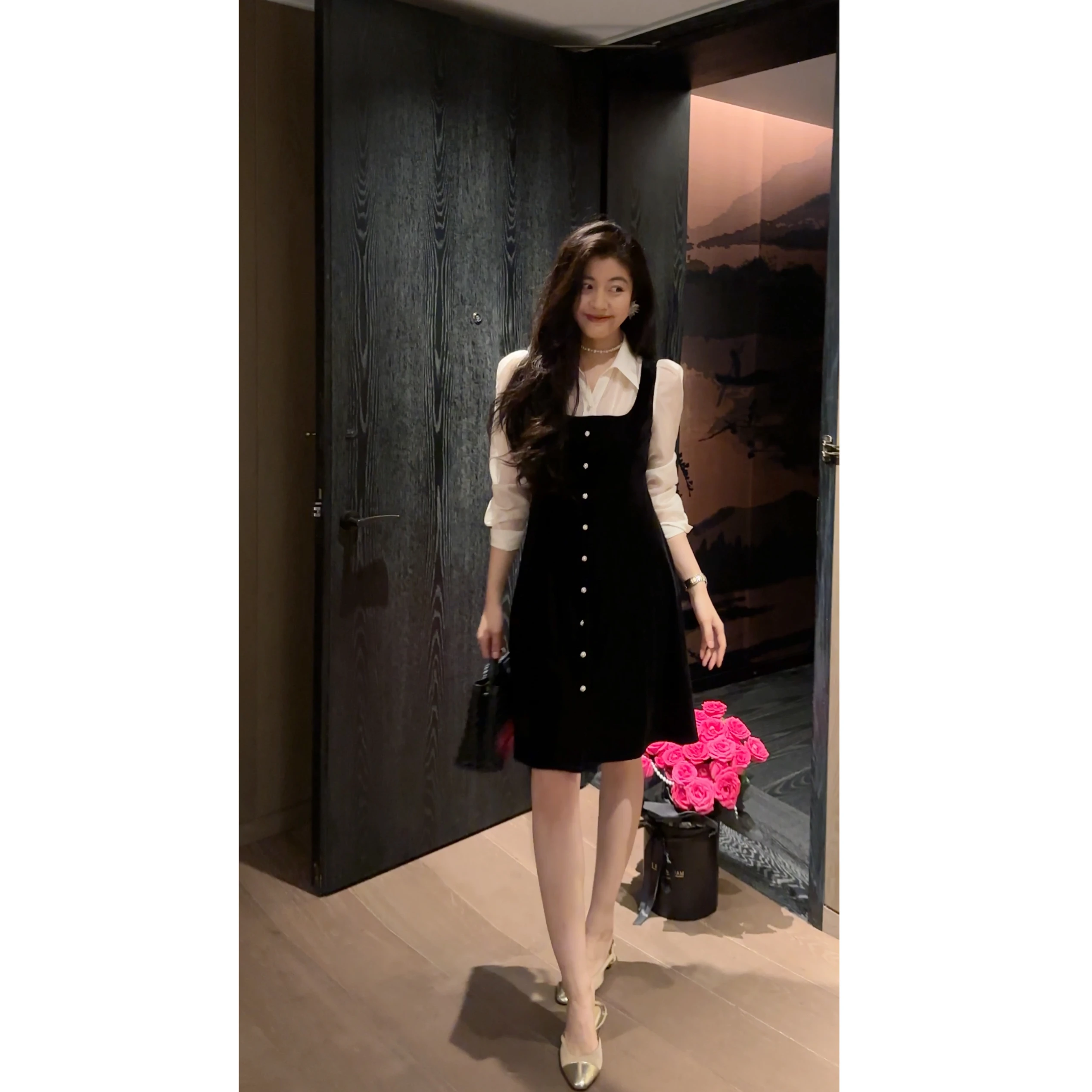 

NCOU Nicole: Новая осенняя коллекция, модное повседневное платье из бархата с цветовыми блоками, элегантное, женственное, с эффектом двухслойности