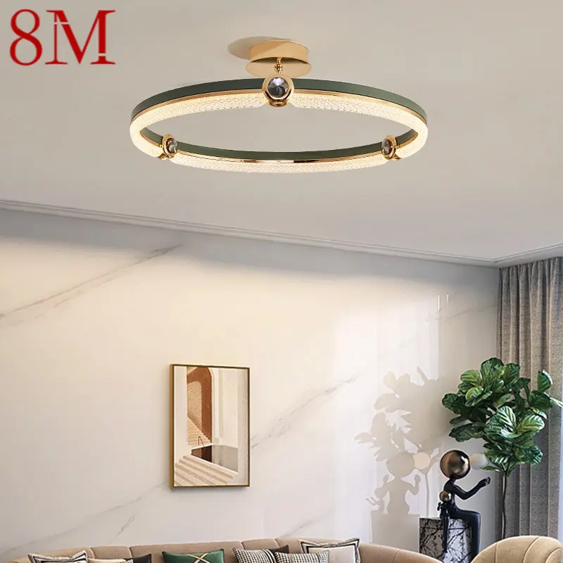 

8M Vintage Crystal Ring Ceiling Lamp Modern Creative Light Luxury LED Fixtures For Home Living Decor