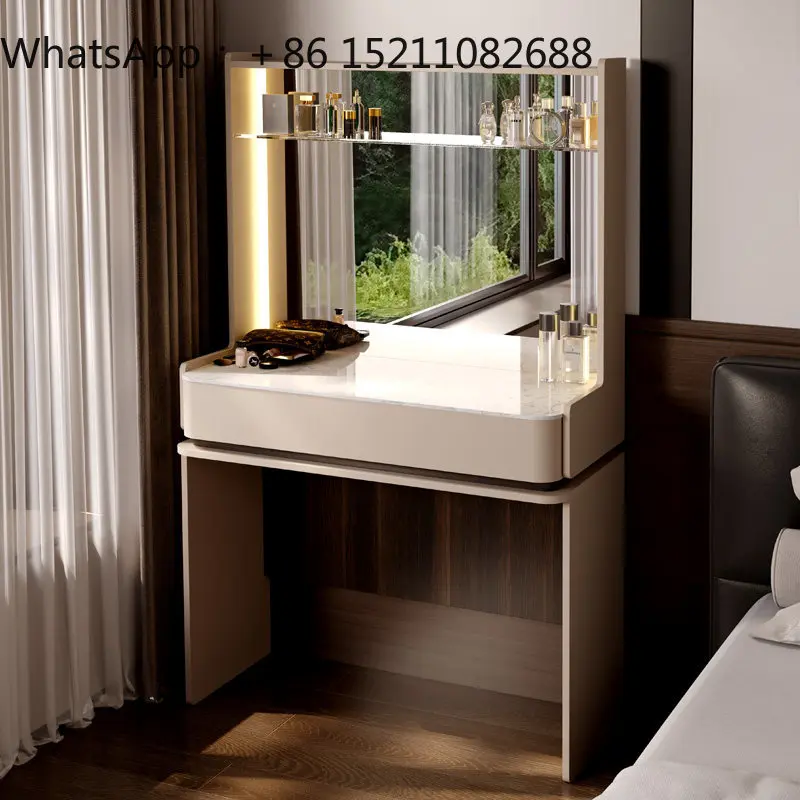 LLY dresser small rock slab desktop with mirror and lamp makeup table bedside light luxury new modern simplicity