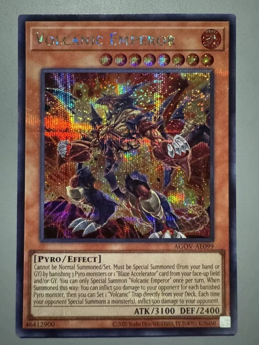 Yugioh KONAMI Duel Monsters AGOV-AE099 Volcanic Emperor Secret Rare Asian English Collection Mint Card