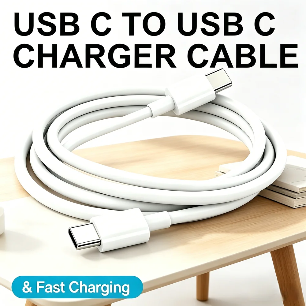 3M USB-C Fast Charging Data Cable, Dual Type-C Connector Compatible with iPhone 15-17 and Samsung, Lenovo Android Devices