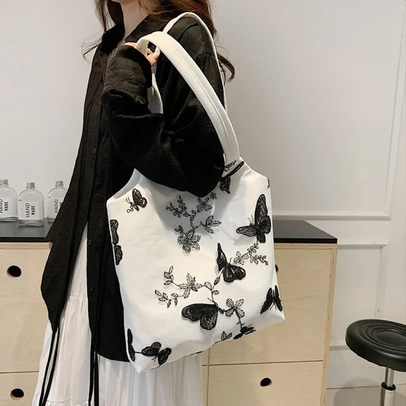 Bolso sencillo de encaje bordado para mujer, bolsa de mano versátil, estilo occidental, nuevo, 2024