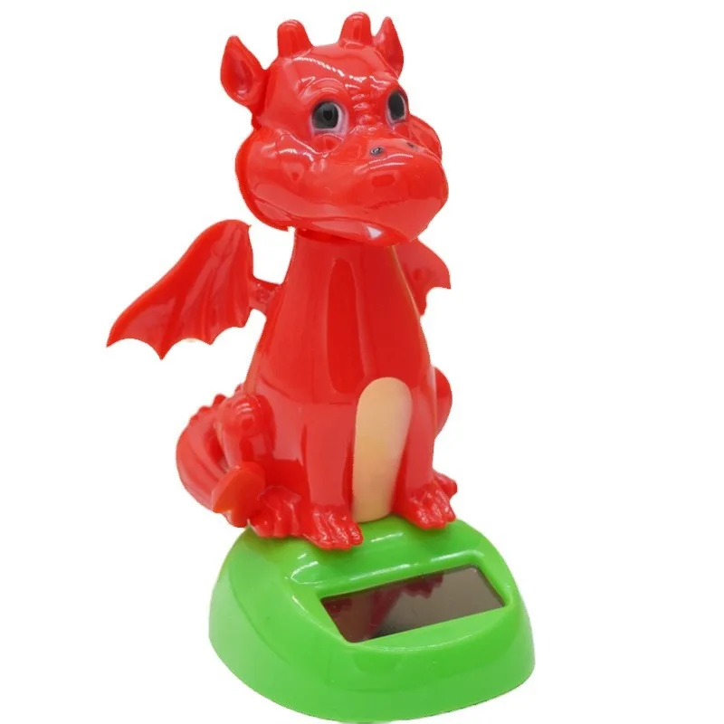 New Simulation Fire-breathing Dragon Solar Toy Creative Funny Automatic Bobbing Head Dragon Car Center Console Decorative