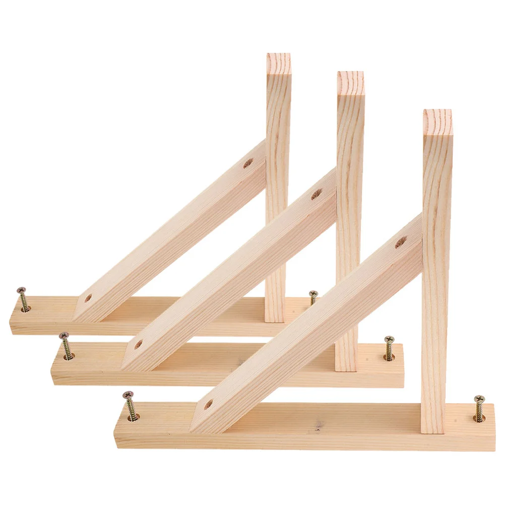 ขายึดผนังไม้รูปสามเหลี่ยม 3 ชิ้น สำหรับชั้นวางของ ที่แขวนต้นไม้ ขายึดชั้นวางของ DIY อุปกรณ์จัดระเบียบชั้นวางลอย