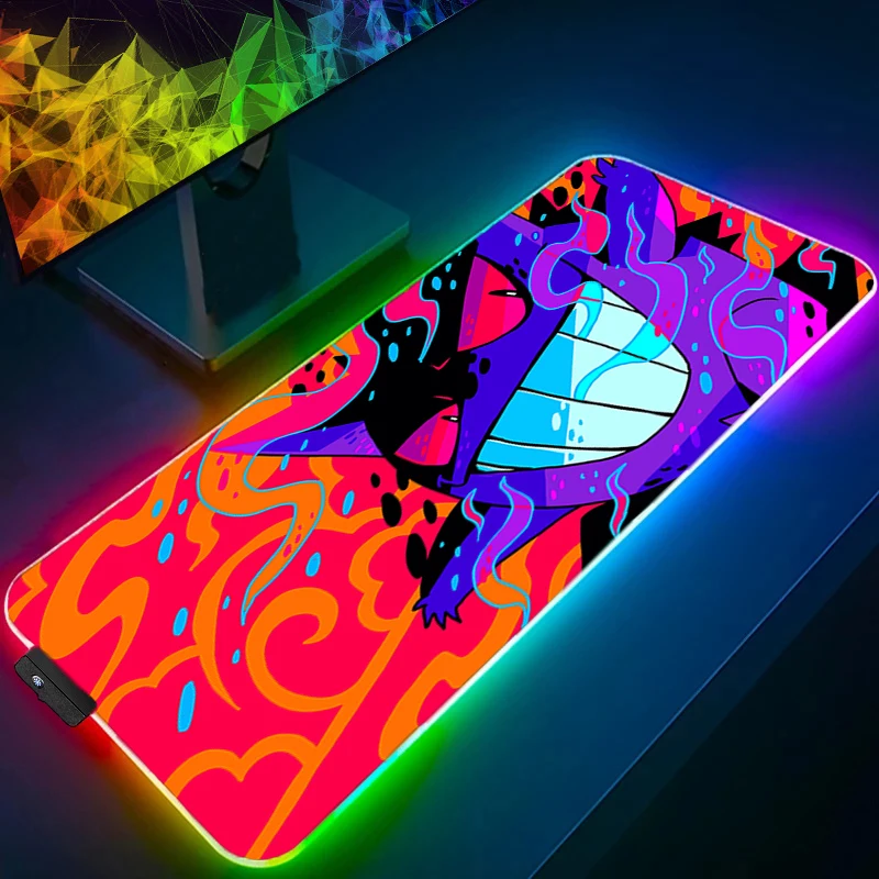 

Светодиодный коврик для мыши P-Pokemon Gengar, 90x40 см, аксессуары для аниме-игр, XXL, RGB-подсветка, коврик для мыши, геймерский коврик для ПК, компьютера, клавиатуры, настольный коврик с подсветкой