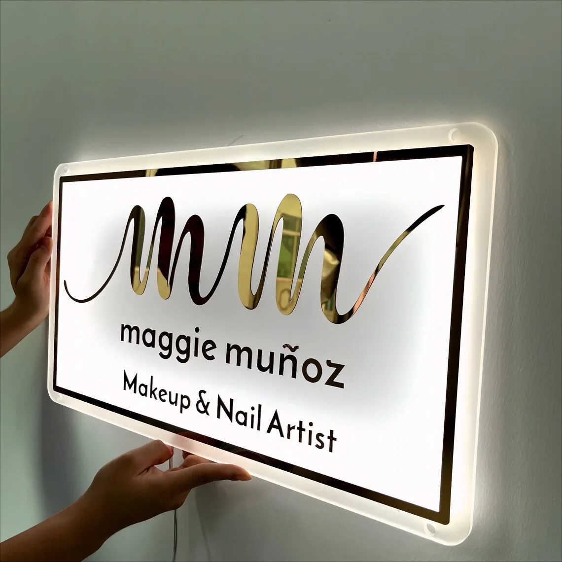 Custom 3D Acrylic Metal Signs Business Logo Salon Sign Round Backlit Company  Hair Studio Sign Neon Acrylic Sign Bar Logo Sign