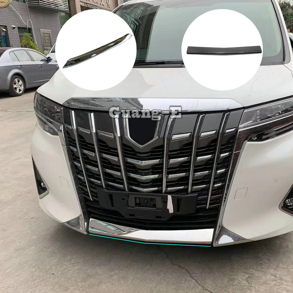 

For Toyota Alphard Vellfire 2016 2017 2018 2019 2020 Car Protection Bumper Engine Trim Front Bottom Grid Grill Grille Hood Edge