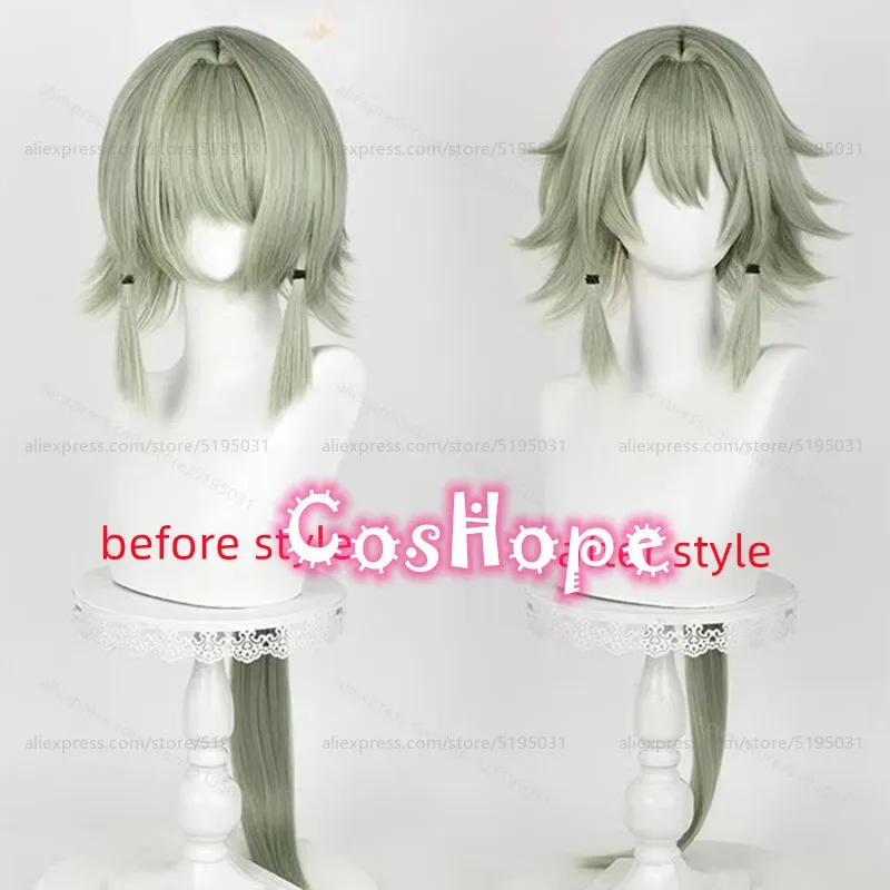 

ZZZ Caesar King 90cm Long Green Wig Anime Cosplay Wigs Heat Resistant Synthetic Halloween