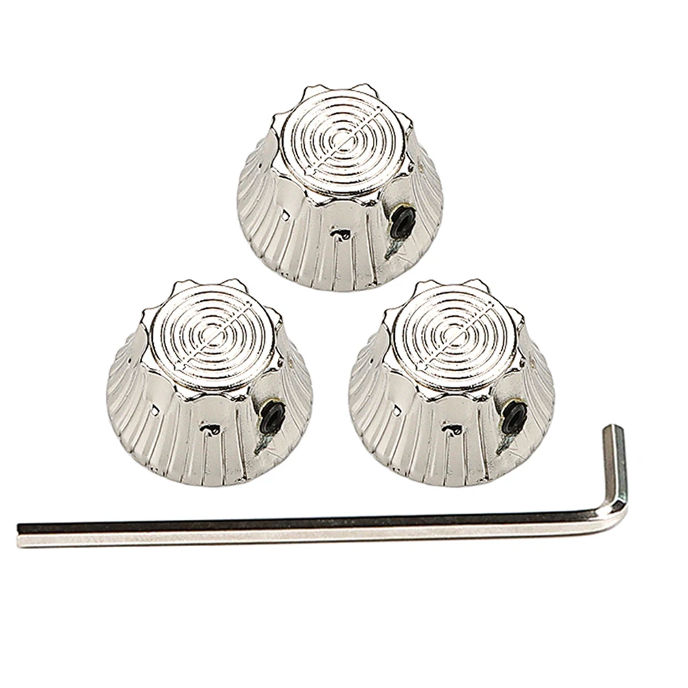 

4pcs Metal Guitar Knobs Durable Sunflower Design Volume Tone Control Electric Guitar Parts Accessories Silver GD155