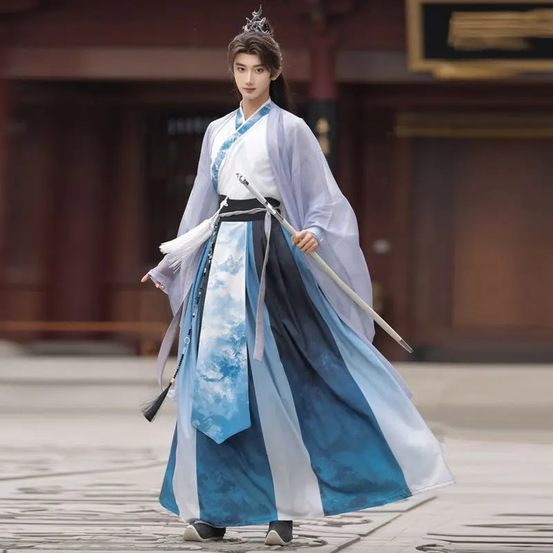 

Hanfu Men Chinese Traditional Cosplay Costume Ancient Hanfu Sets Male Halloween Cosplay Costume Hanfu Black Sets Plus Size 3XL