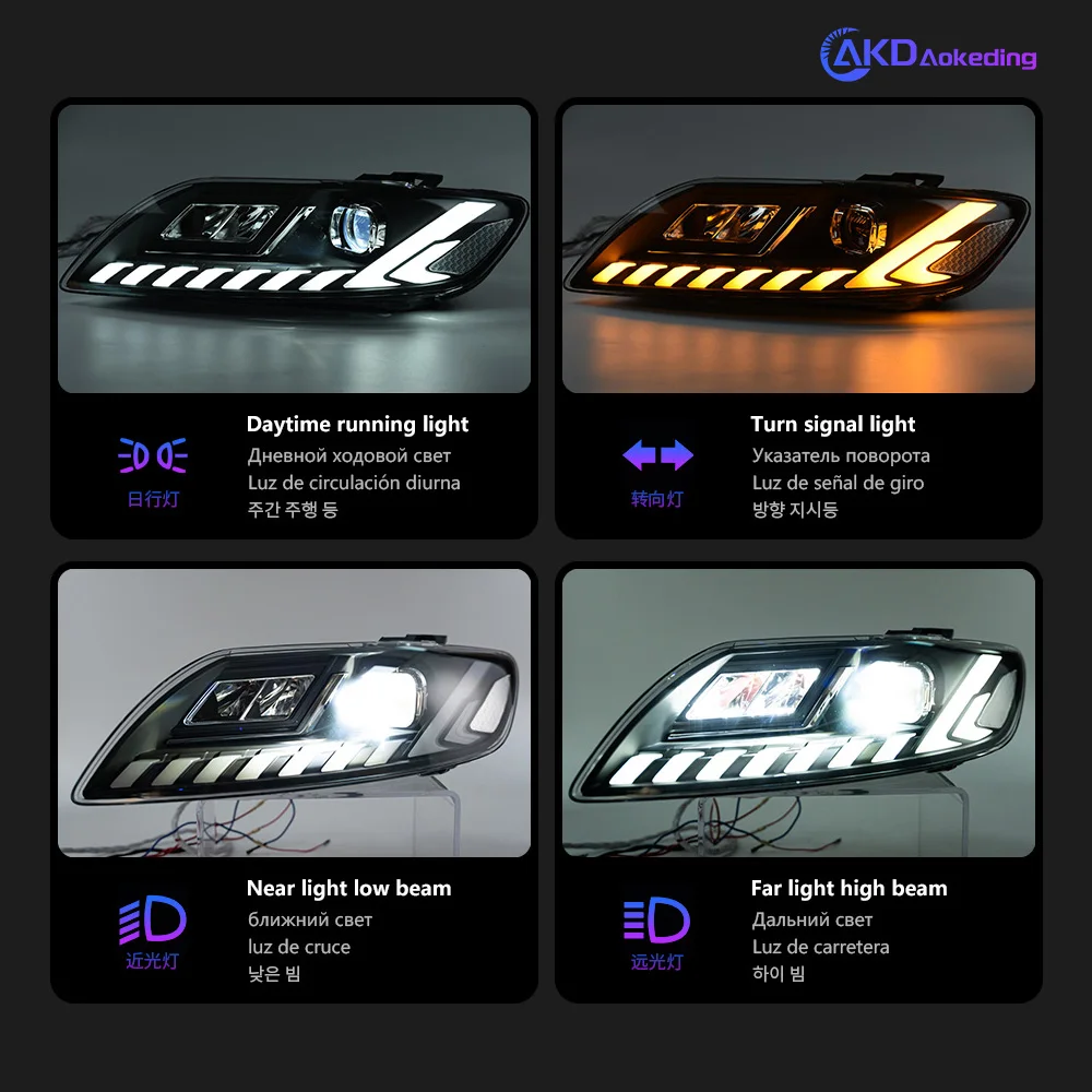 Auto Parts Headlights For Audi Q7 2006-2015 Latest Design Styling LED Daytime Lights Dual Projector DRL Car Accesorios Facelift
