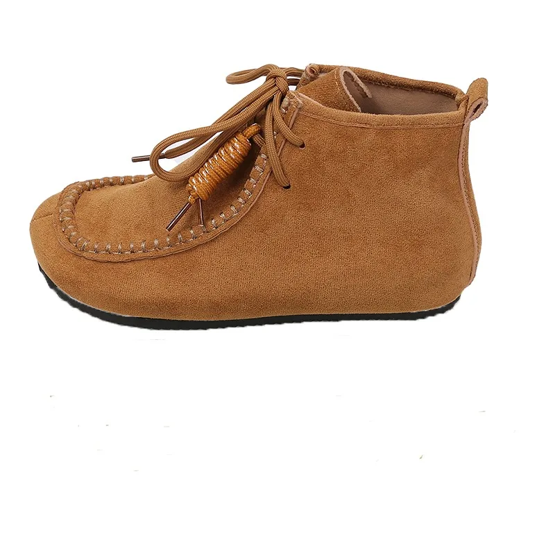 Women Ankle Shoes Flats Platform Round-toed Women Boots Autumn Winter Casual Lace Up Walking Sport Running Suede Zapatos Mujer