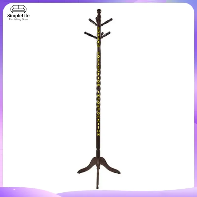 Wooden Coat Rack Stand Free Standing Hall Tree with Hooks Modern Entryway Clothes Hanger Organizer for Bedroom Living Room