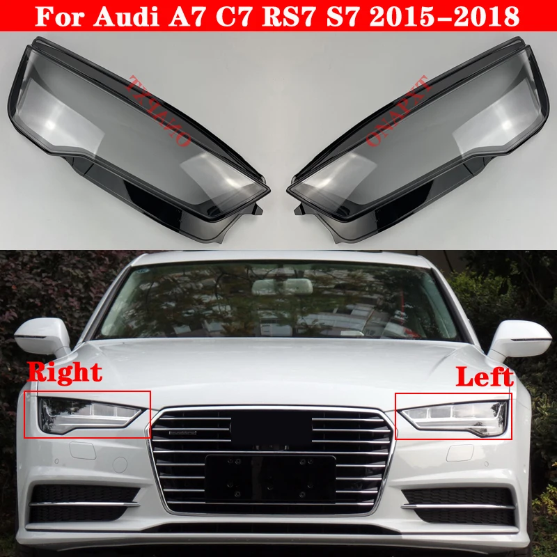 

For Audi A7 C7 RS7 S7 2015-2018 Light Caps Lampshade Front Transparent Headlight Cover Glass Lens Shell Car Cover