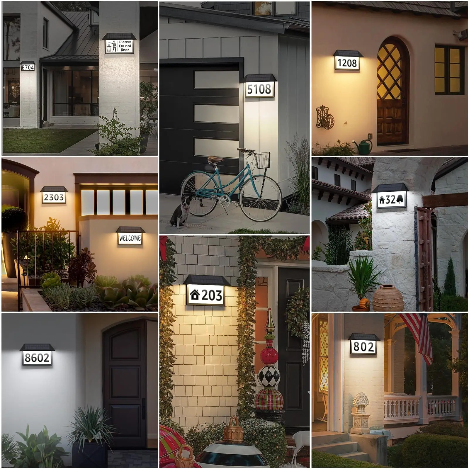 Solar Address Sign Light Outdoor Waterproof Lighted House Numbers With Number Stickers Wall Lamp for Home Outside Eaves Garden