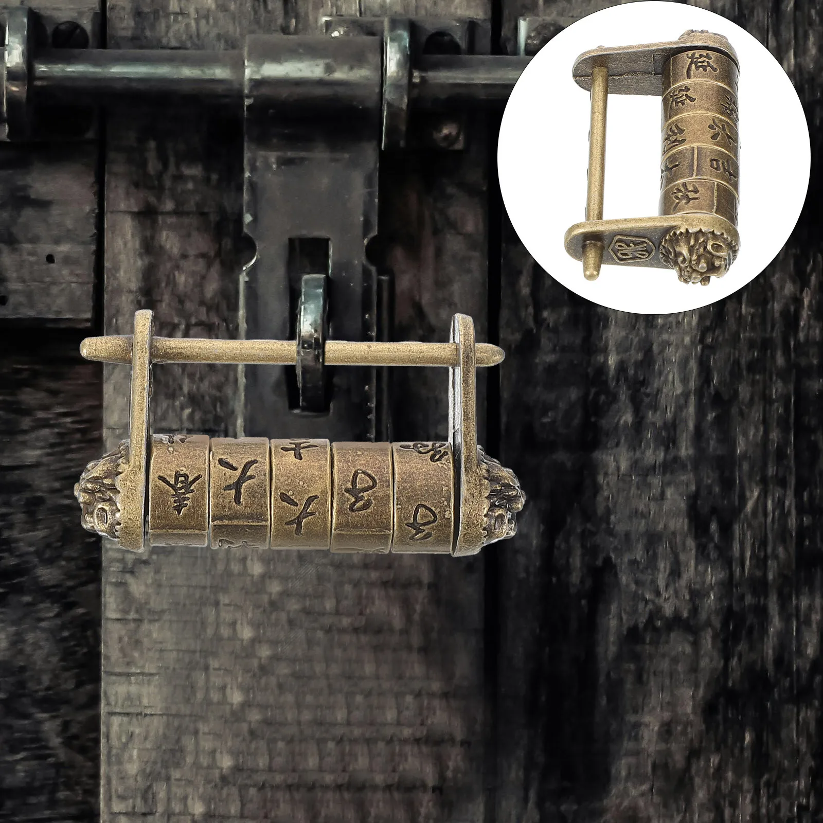 

Chinese Characters Combination Lock Retro Style Password Padlock for Jewelry Box Drawer Cabinet Gift Box Vintage Metal