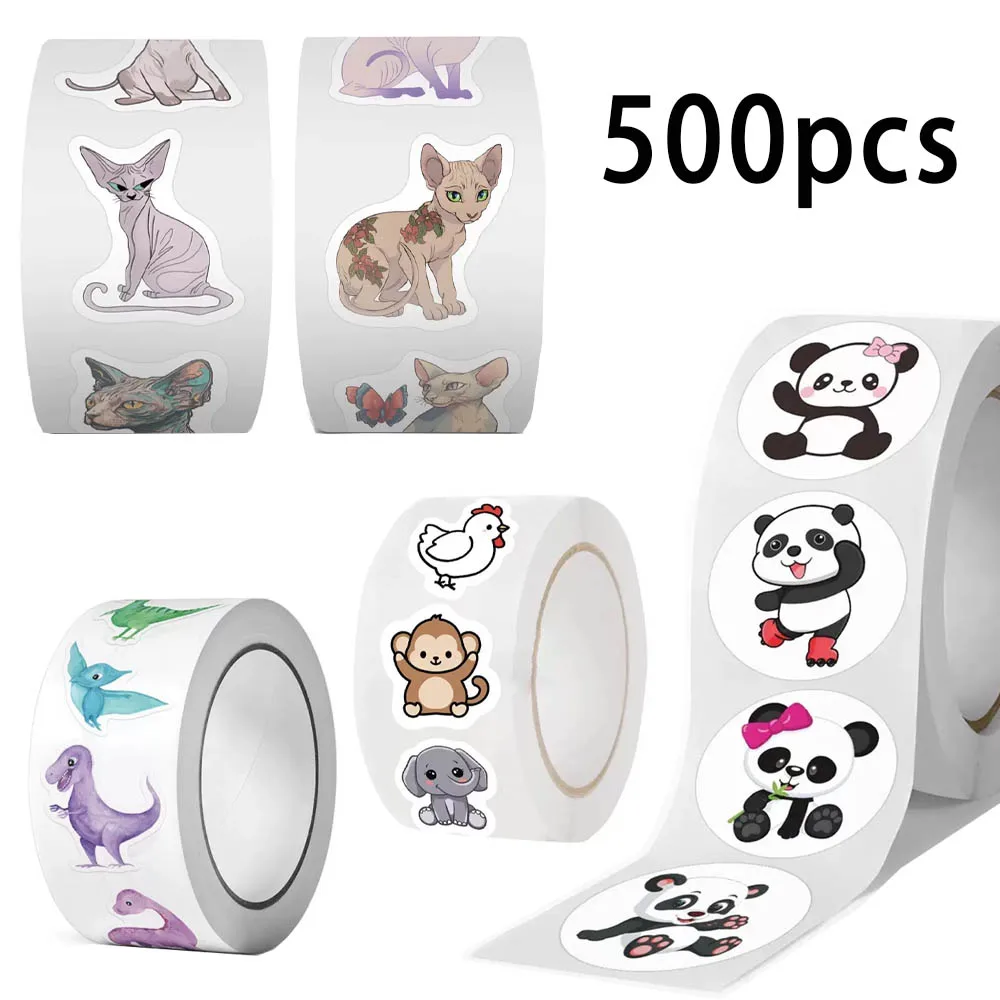 

500pcs Cartoon Animal Series Stickers Handbooks Phone Cases Computers Children's Stickers Decorative Stickers Gift Stickers