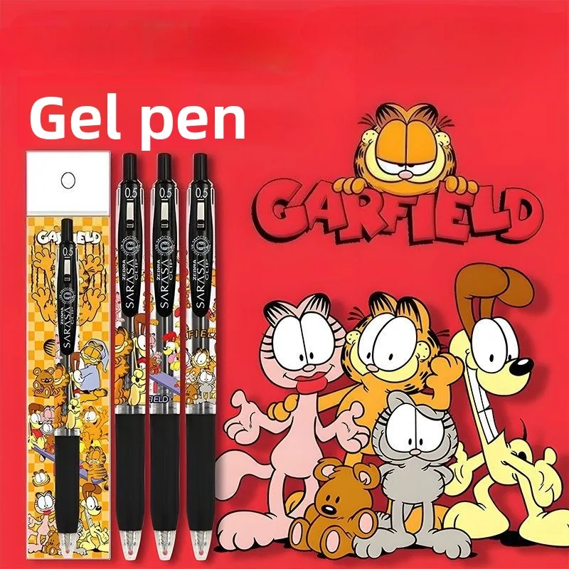 

Garfield cartoon cute gel pen kawaii student stationery black 0.5 retractable writing pen Animation peripherals gift wholesale