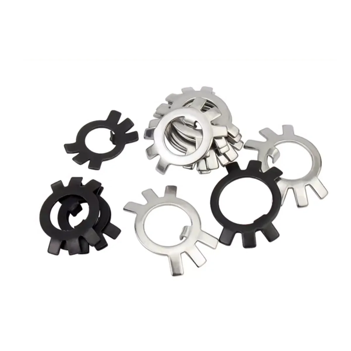304 Stainless Steel Round Nut Lock Washers - Anti-Loosening Tab Washers with 6 Claws for Fasteners