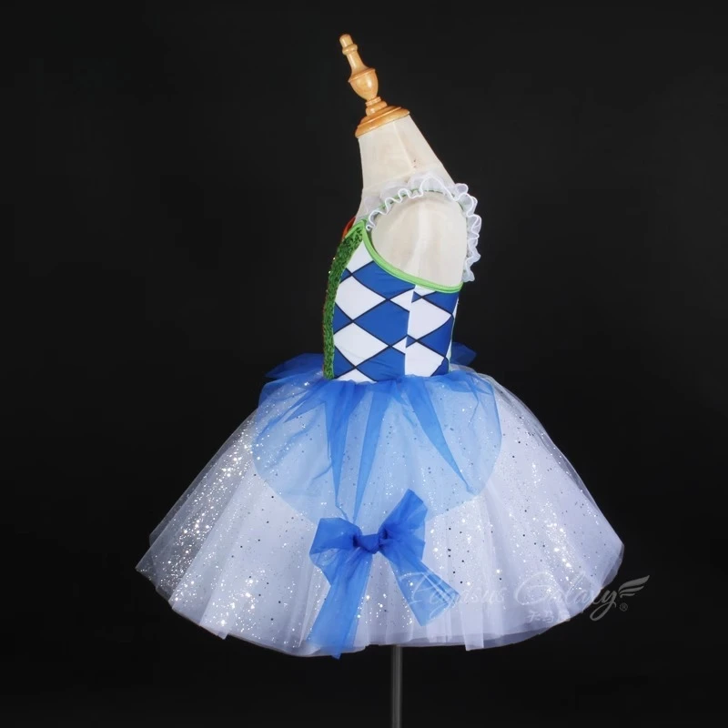 Robe Tutu de Ballet pour filles, vêtements de danse à paillettes pour spectacle sur scène, robes contrastées pour adultes, vêtements de danse de Ballet à carreaux pour enfants