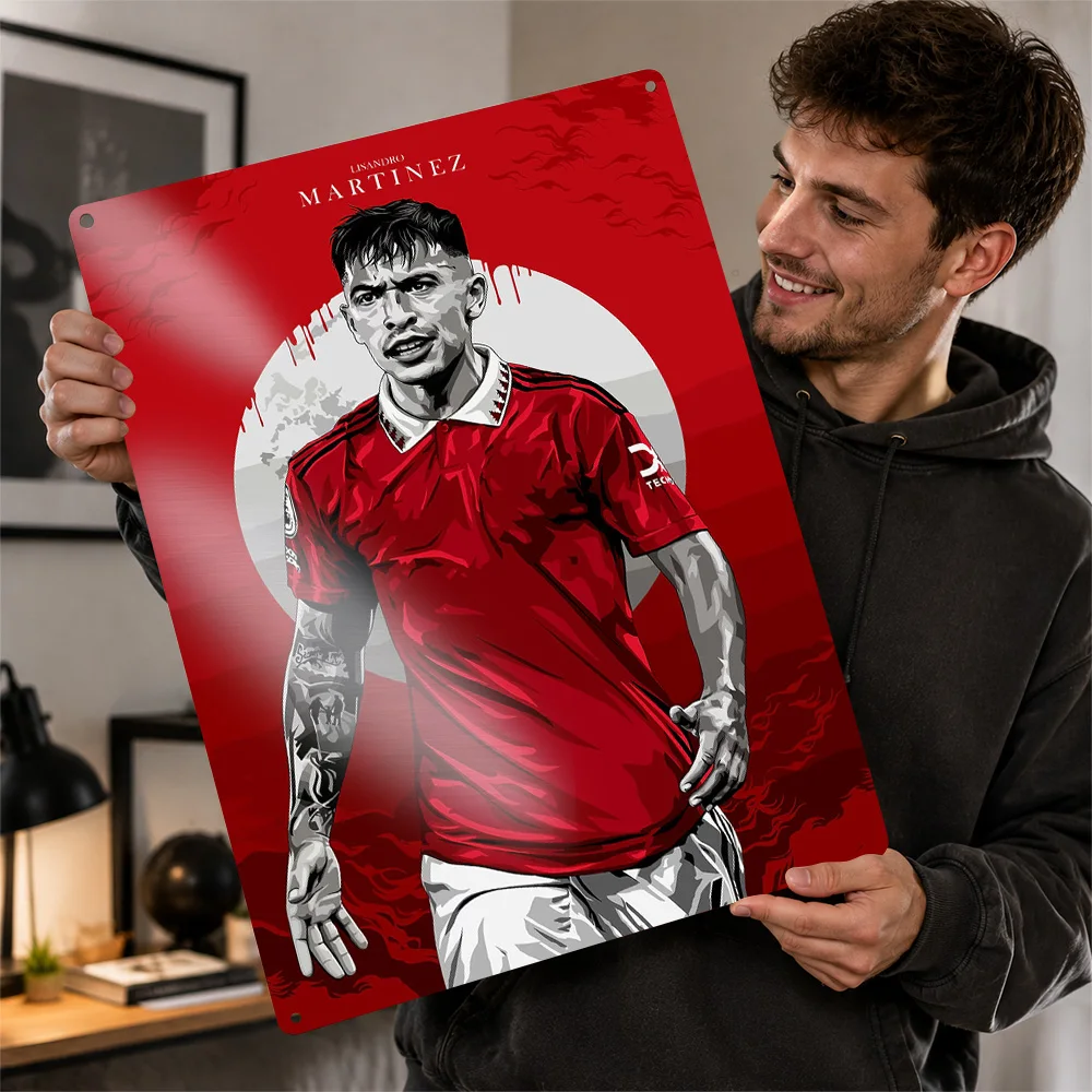 Lisandro Martinez Football Art Poster Sports Wall Art Personalized Vintage Metal Sign for Man Cave Gym Fan Gift Room Decoration