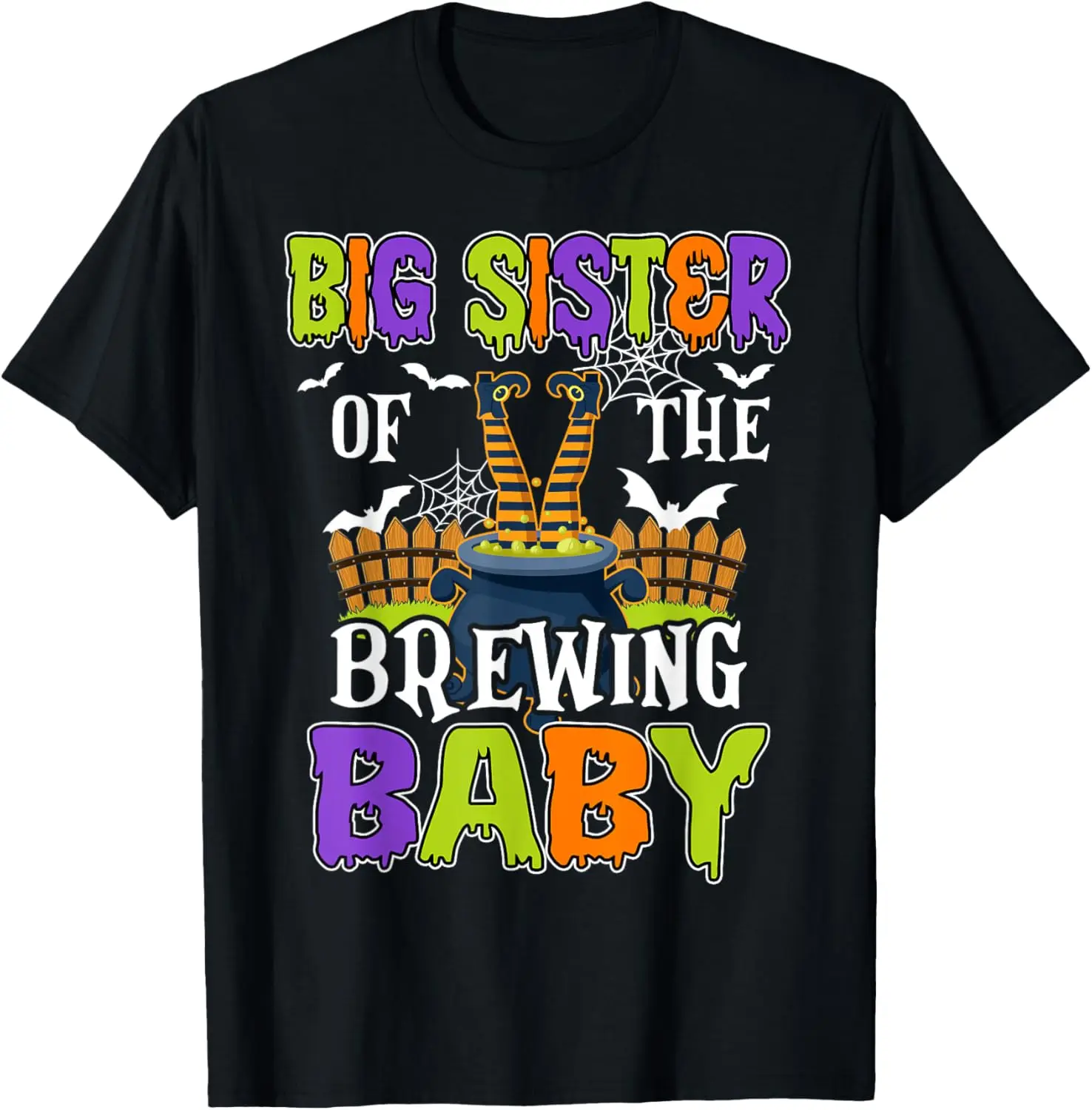 Big Sister Of The Brewing Baby Halloween Witch Baby Funny T-Shirt