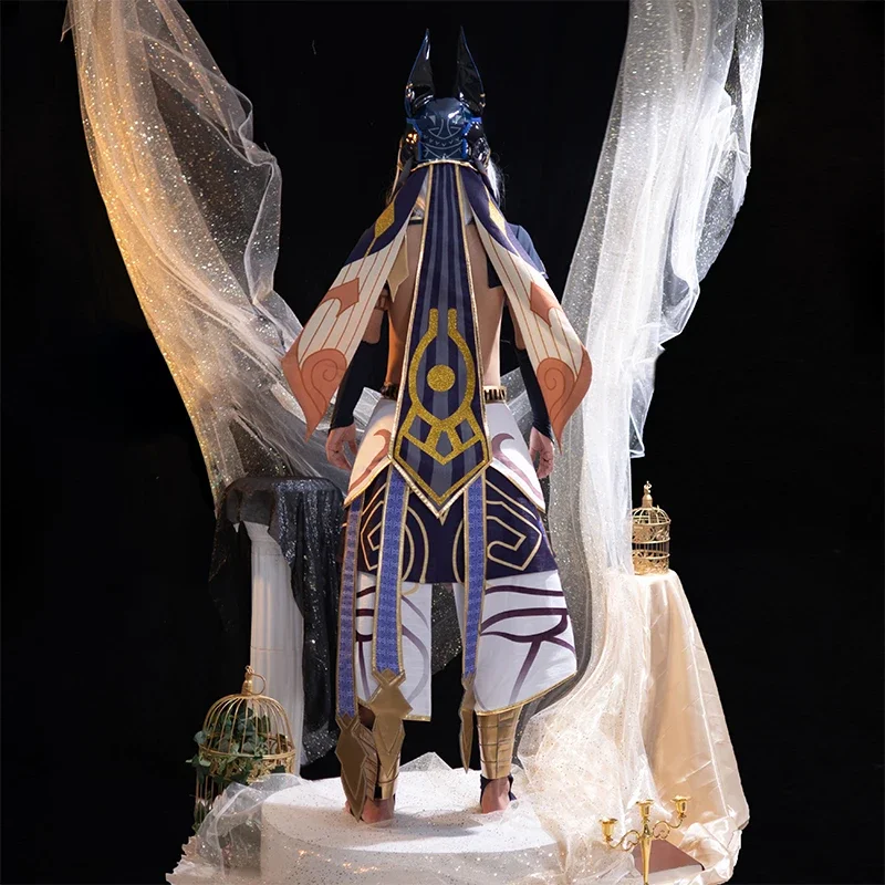 ROLECOS Gioco Genshin Impact Cyno Costume Cosplay Uomo Uniforme da combattimento Costume da ragazzo Costume da festa di Halloween Set completo con cappello