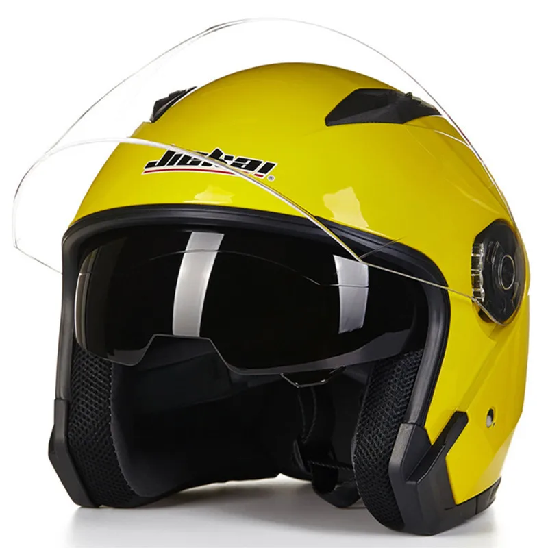 JIEKAI Motorcycle double lens half helmet Cascos Para Moto Racing helmets ABS Helmet Moto Casque for Women/Men Casco Capacete