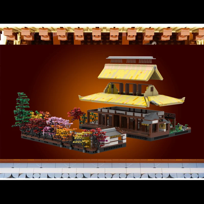 moc bricks sets Japan Sakura Karesansui Zen Temple Rock Garden Tatami Matresses Courtyard bricks building