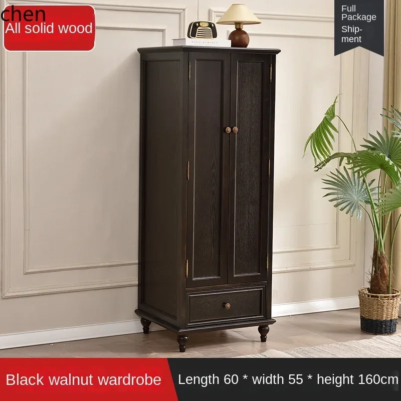 DSA American-Style Solid Wood Household Bedroom Wardrobe Storage Cabinet with Drawer