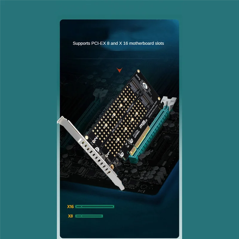 Practical-RAID Card NVME M.2 M KEY SSD Expansion Adapter Extended Dual NVME RAID PCI-E X8 Split Card