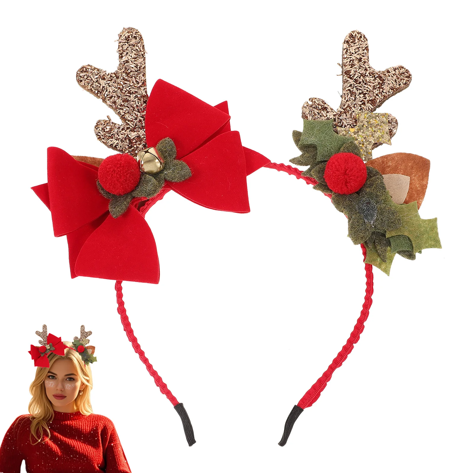 

Alasum Hair Scrunchies for Women Cute Headband with Antler Hair Jewelry Christmas Accessories Press Headgear Decor