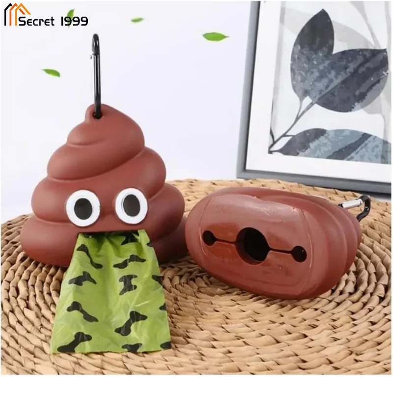 Funny Outdoor Portable Pet Dog Waste Bag Dispenser Poop Bag Loader Cleaning Tool Pet Products Fecal Shape Dung Bags Storage Box