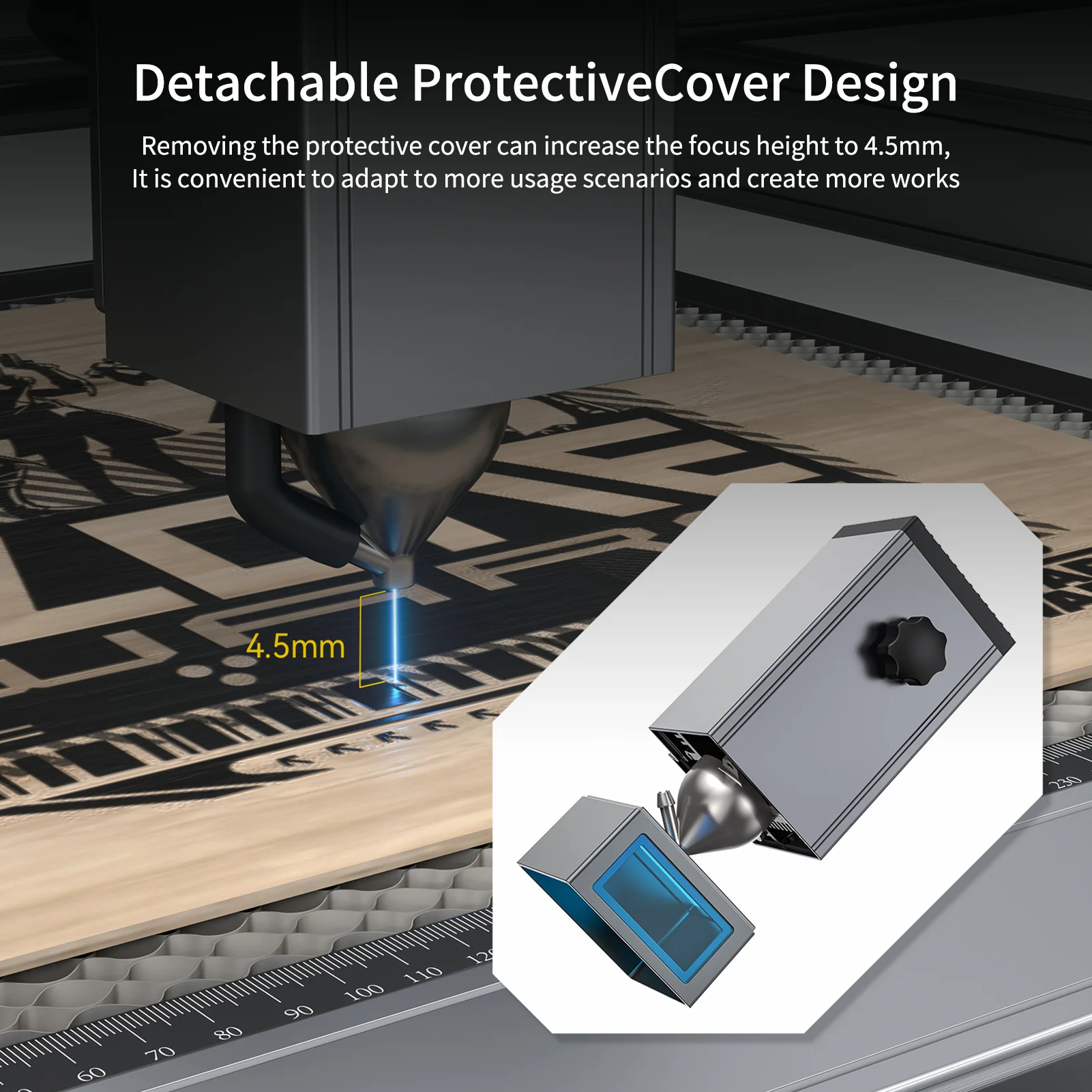 AtomStack M100 Module 130W Quad-Laser Compressed Spot Laser Module Cutting Stainless Steel Acrylic MDF for 90%CNC Laser Engraver